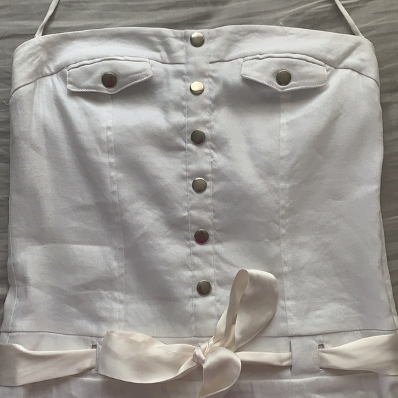 Bebe Adorable White Halter Mini Length Summer Dress Size 6 - Picture 4 of 12